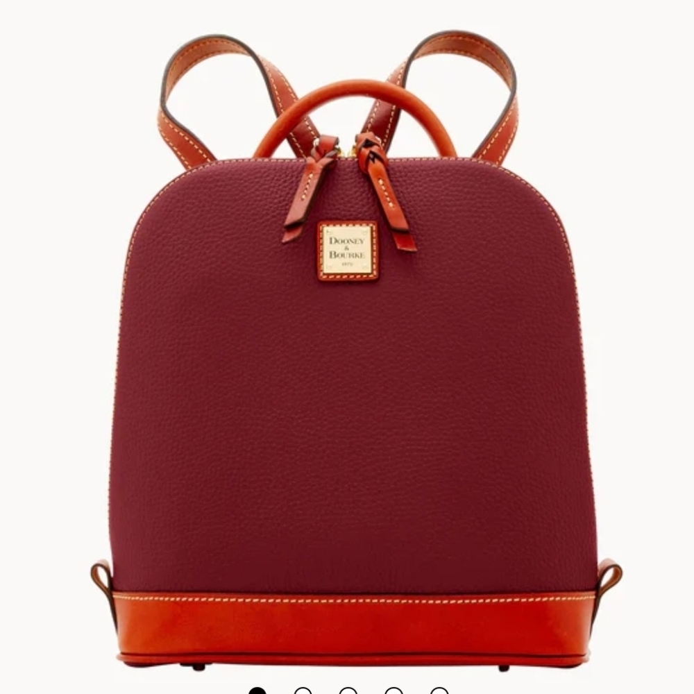 Dooney & Bourke Red And Tan Leather Zip Pod Backpack - Picture 9 of 9